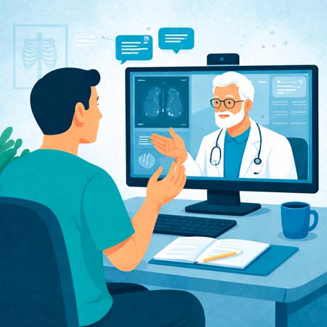 Échange interactif entre médecins lors d'une formation DPC en imagerie médicale