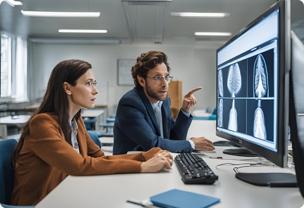 Un prof est une élève qui analyse un cas clinique